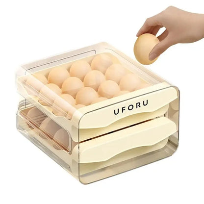 1PC Double-layer Capacity Pull-out Drawer Egg Storage , Household Food Grade Kitchen Modern Transparency Preservation Box