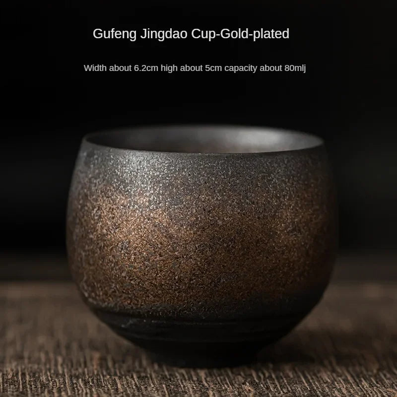 Japanese Style Handmade Stoneware Tea Cup Kung Fu Tea Set Tea Cup Small Single Cup Ancient Style Quiet Road Cup Bowl Teacup