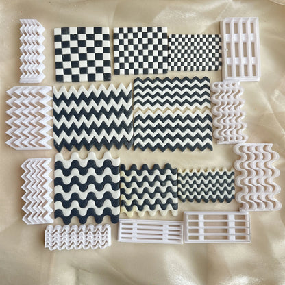 Checkerboard Polimer Argilă Matri de argilă Cutter Cutter DIY Cercei Cercei de bijuterii Liniile presate Instrumente de ceramică