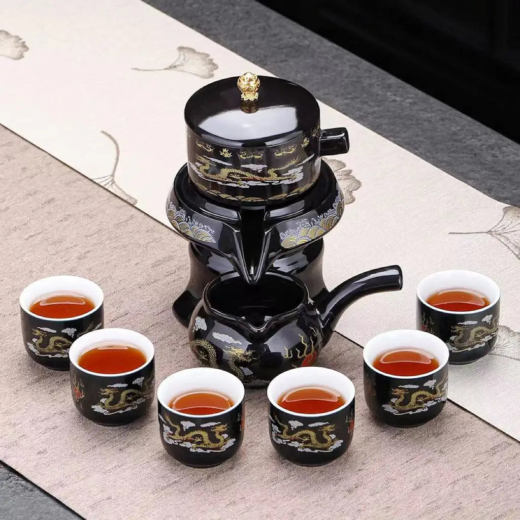 Stone Mill Automatic & Semiautomatic Heatresistant Teaware Set with Retro Tea Pot and Cups for Home Use