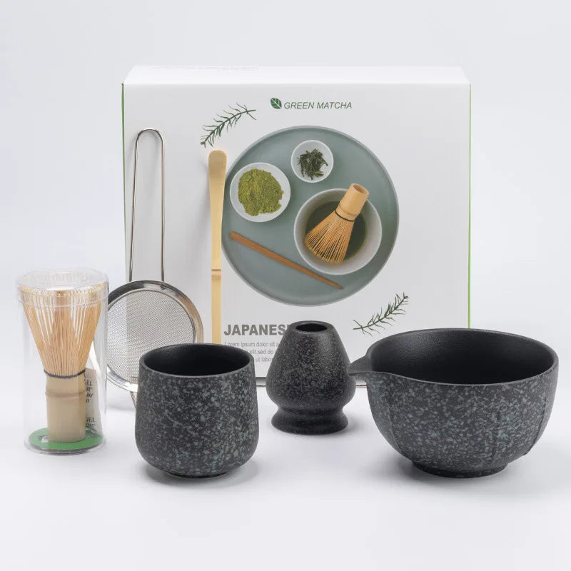 6 PCS Matcha Set Matcha Tea Kit Glaze Change with Master Cup 100-Prong Bamboo Whisk Tea Scoop Japanese Matcha Tea Accessories