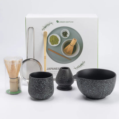 6 PCS Matcha Set Matcha Tea Kit Glaze Change with Master Cup 100-Prong Bamboo Whisk Tea Scoop Japanese Matcha Tea Accessories
