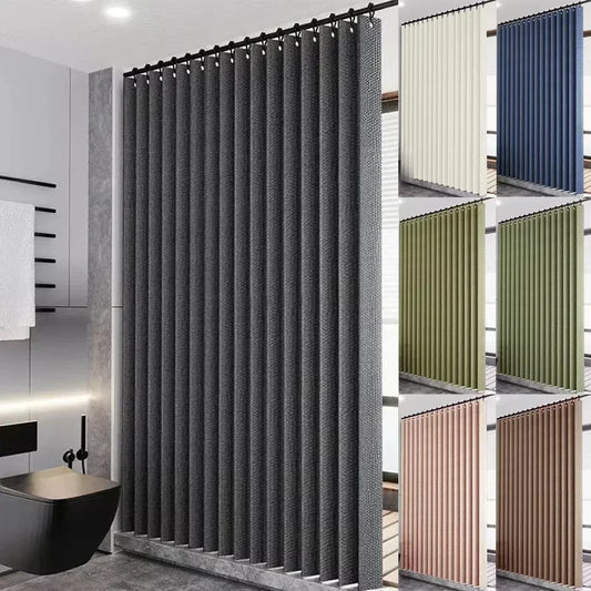 Thick Imitation Linen Shower Curtain Polyester Waterproof Shower Curtain Bath Curtains For Bathroom Bathtub Large Bathing Cover