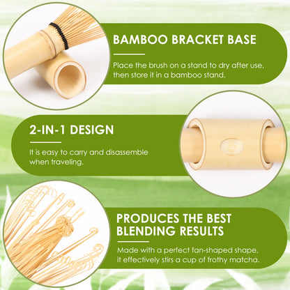 4/5Pcs Matcha Whisk Set Handmade Bamboo Matcha Whisk Traditional Tea Scoop Deep Scoop Tea Strainer Clear Whisk Storage Holder