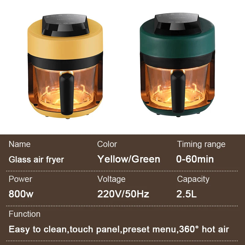 2024 Multifunctional  220V air fryer household transparent visualization fully automatic air fryer small capacity electric fryer