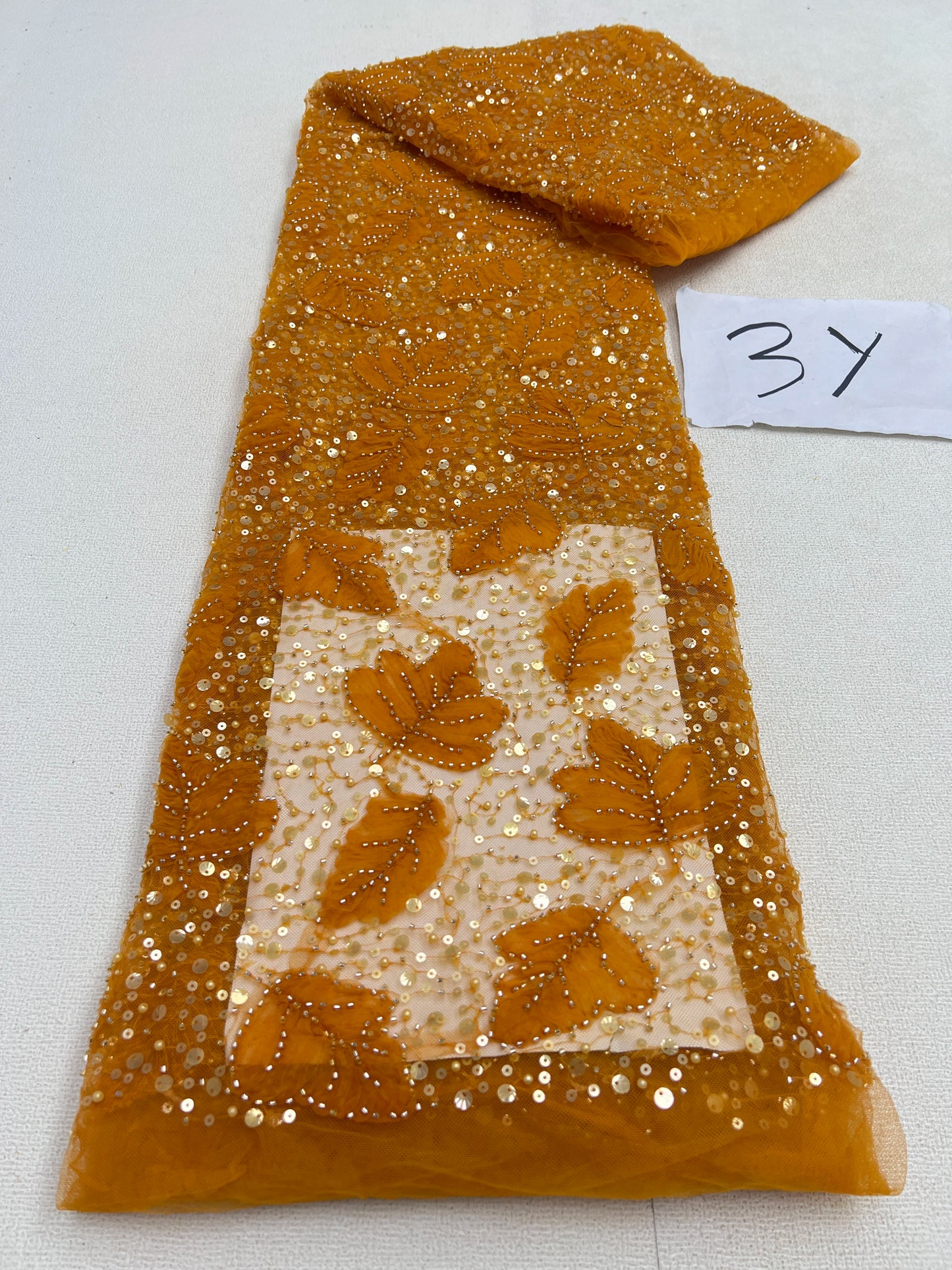 African Sequins Beaded Lace Fabrics  3 yards High Quality Sequence Embroidery French Nigerian Lace Fabric For Wedding Sewing