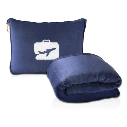 Coral Fleece Airplane Blankets Soft Warm Fluffy Multi Functional Portable Cuddle Cution Pillow 2 in 1 Travel Blankets