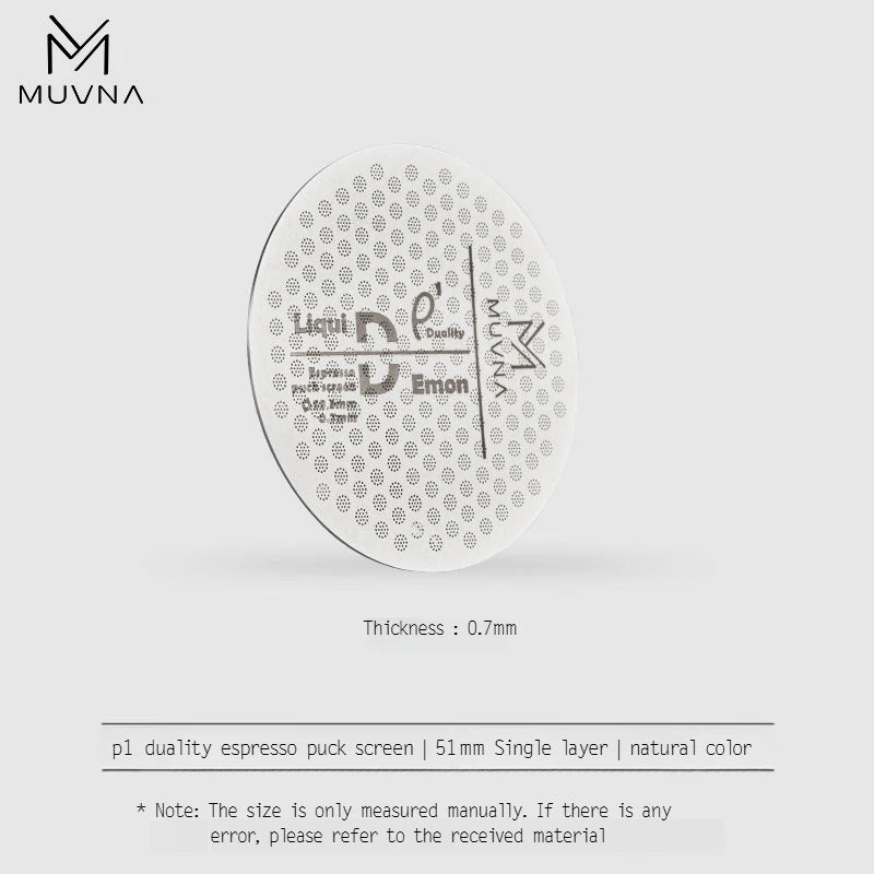 MUVNA Ultra-thin Espresso Puck Screen, Multilayer Metal Coffee Filters with Stainless Steels for 51/54/58mm Portafilter Basket