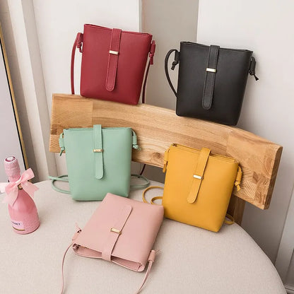 Bags For Women PU Crossbody Square Bag Female Bags Buckle Decorated Lady Shoulder Bucket Bag