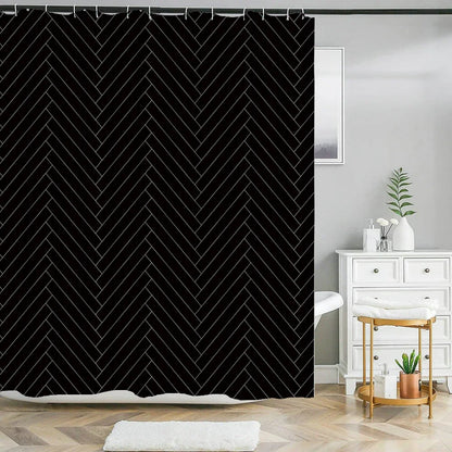 White Shower Curtains Solid Color Bathroom Curtain Polyester Fabric Washable Waterproof Partition Bath Curtain With Hooks