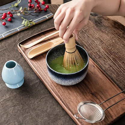 6pcs te visp børste sett bambus matcha whisk scoop og holder matcha bolle med sil japansk matcha ceremony tilbehør