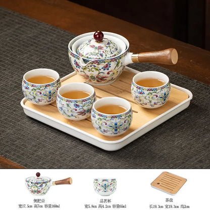 Chinese Kung Fu Ceramic Tea Set Portable 360 Rotation Teapot Travel Tea Set Creative Household Teacup Teaware Sets Gift Box