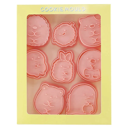 8 Pcs/set Cookie Cutters Plastic 3D Cute Cartoon Pressable Biscuit Mold Cookie Stamp Kitchen Baking Pastry Bakeware