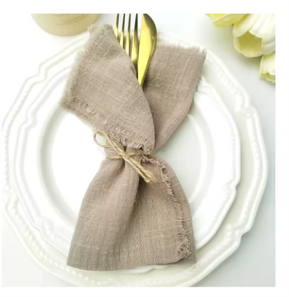 6PCS Napkins 32x32cm Cotton Cloth Gauze Retro Burr Rustic Kitchen Towel Dining Place Mat Wedding Party Linen Napkin Table Decor