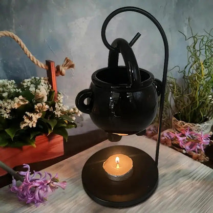 Hanging Witch Cauldron Oil Burner Witch Caldron Pot Candle Holder Smudging Incense Burning Essential Oil Diffuser for Home Decor