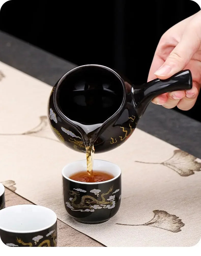 Stone Mill Automatic & Semiautomatic Heatresistant Teaware Set with Retro Tea Pot and Cups for Home Use