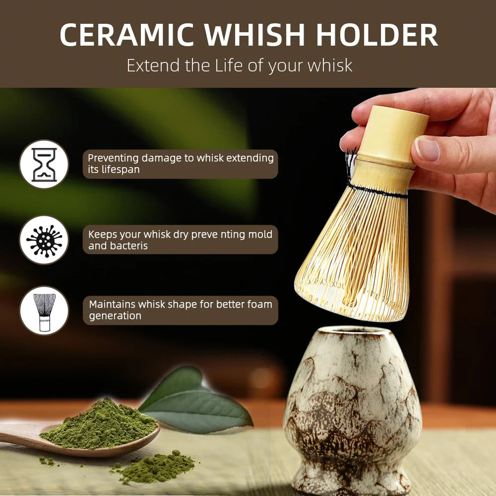 6pcs/Set Japanese Matcha Tea Set iced matcha Kit Bamboo Whisk Teaspoon Tea Sets Matcha Bowl Matcha Whisk Holder Tea-Making Tools