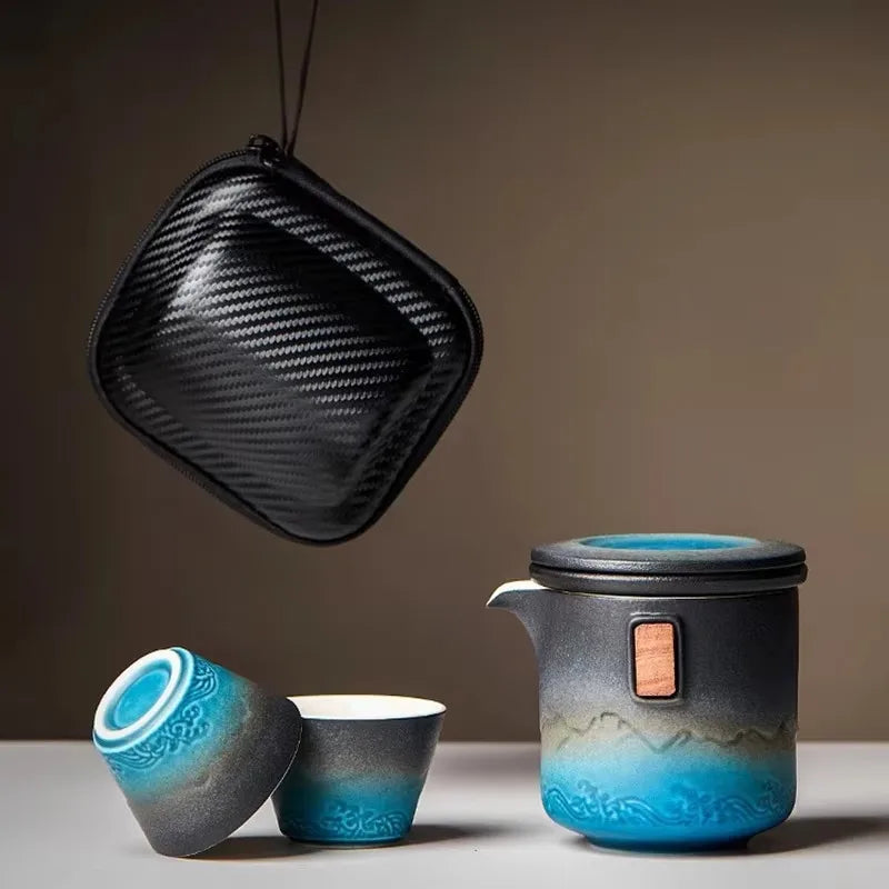 Ceramic Portable Kung Fu Tea-Making Sets Simple Modern Outdoor Travel Tea Sets Teapot Original and Funny Gifts Household Teaware