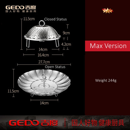 GEDO Foldable and Detachable Steaming Plate 277mm Diameter Steamer with Drainage Holes Easily Clean Chinese Breakfast Cookware
