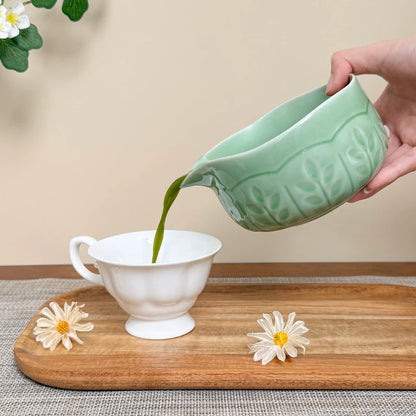 2 Pcs Matcha Set Matcha Whisk Set with Carved Ceramic Matcha Bowl & Carved Matcha Whisk Stand Japanese Tea Ceremony Gift Box