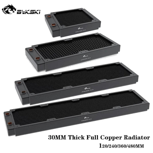 Bykski G1/4 " 30MM Thick Copper PC Cooling Radiator Black,Water Cooler Row Support 12cm Fans PC Heatsink 120 240 360 480MM