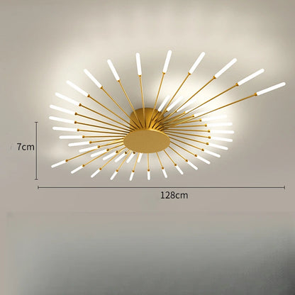 Modern Vortex Firework LED Ceiling Light for Living Room & Bedroom, Dimmable, Energy-Saving, 15-30㎡, Black/Gold