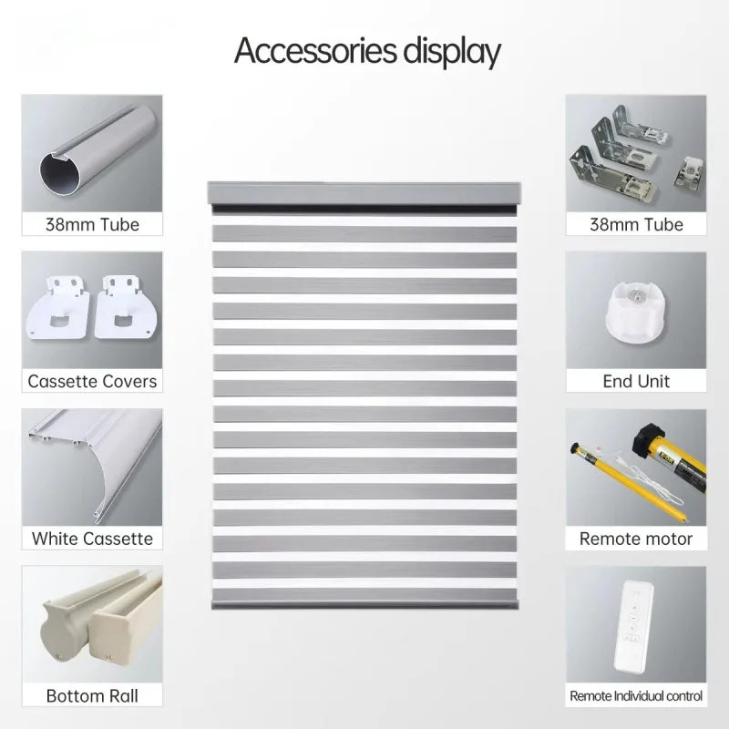 2025Customized Blinds Wifi And Phone Control Dual Fabric Rechargeable Zigbee  Motor Motorized Zebra Roller Blinds For Window