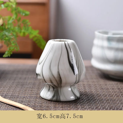 Japanese Matcha Whisk Holder Ceramic Green Tea Bowl Chasen Stand for Living Room Kitchen Dining Room Tea Ceremony Accessories