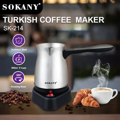 220V 5 Cup Electric Turkish Greek Coffee Maker Stainless Steel Machine Moka Pot 2023 New