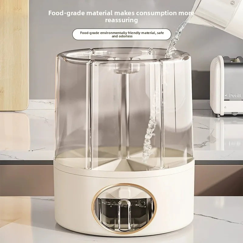 Household Food-Grade Rotating Compartment Storage Box - For Grains/Rice Bucket & Jar, Insect-Proof & Moisture-Proof
