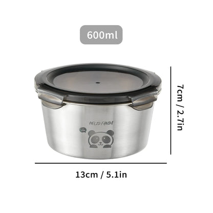 Refrigerator Sealed Preservation Box Large Capacity 304 Stainless Steel Food Container Round Food Storage Box Microwave Safe