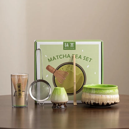 Bamboo Ceramic Japanese Matcha Tea Set Reusable Chasen Stirring Tea Sticks Matcha Spoon Matcha Whisk Set