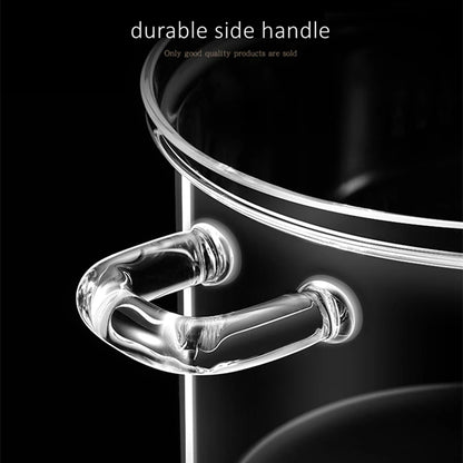GEDO Transparent Glass Stewing Pot 1300ml and 1800ml Capacity Stockpot with Side Handle and Cover Luxury Kitchen Cookware