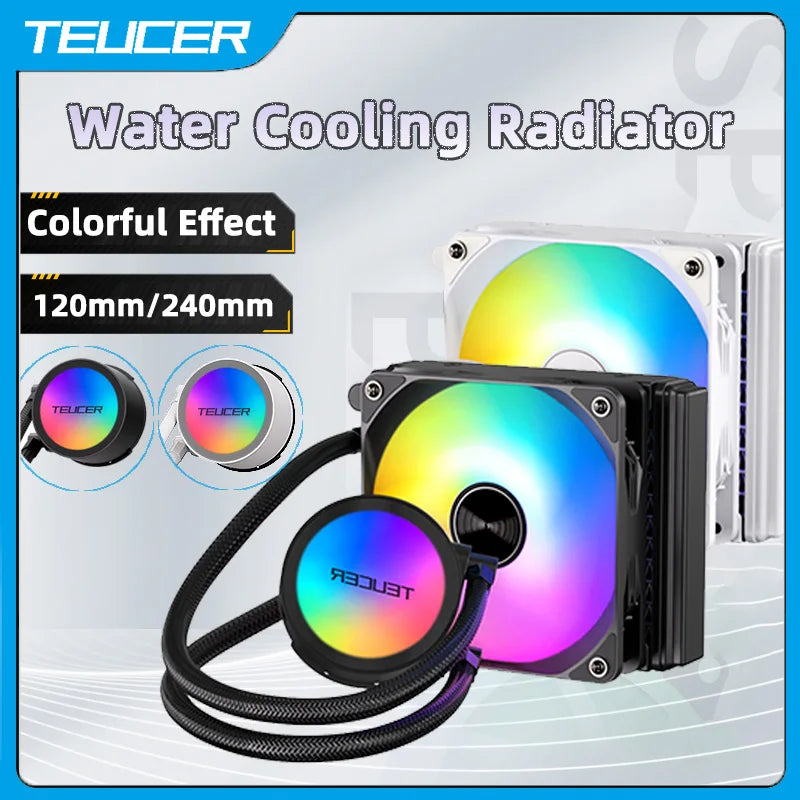 TEUCER AF120 Waterkoeler 120 mm 4pin RGB Koelventilator LGA 2011 V3 X99 Moederbord CPU -koeler voor Intel 1700 1200 1155 AMD AM4 AM5