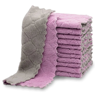 10pcs Microfiber Kitchen Cloth Dish Towels Super Absorbent Coral Velvet Dishtowels Nonstick Oil Washable Fast Drying