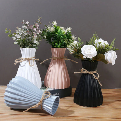 Creative Origami Vase European Pleated Vase Plastic Waist Folding Flower Vase Folding Paper Style Dry Flower Bottle Modern