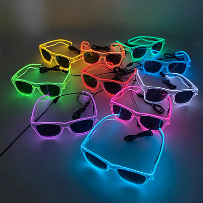 1 % Gli occhiali a LED illuminavano occhiali da sole El Wire Glow in The Dark Party Forniture per feste in neon per bambini adulti