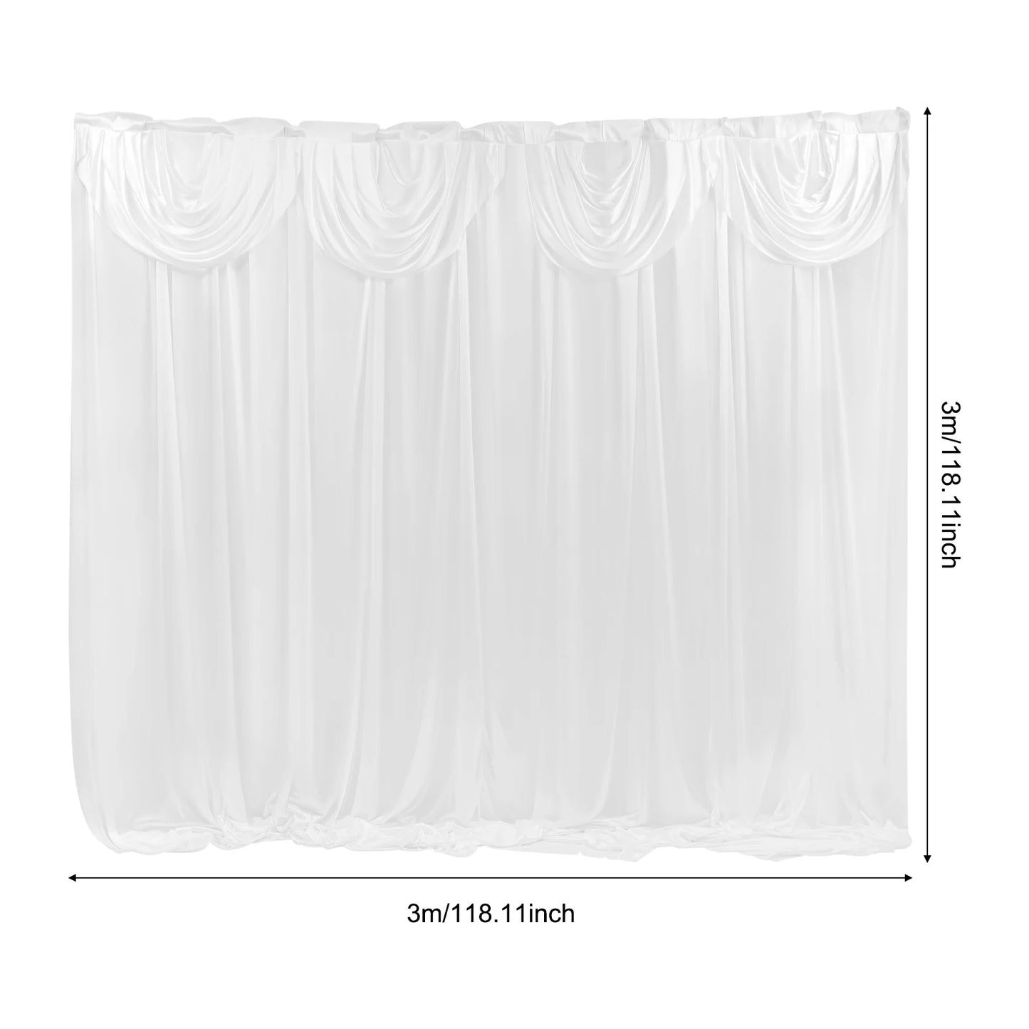 3*3M Curtain Drape Draped Curtain Pure White Canopy 68DD Ice Silk For Bedroom, Living Room