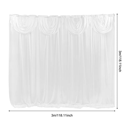 3*3M Curtain Drape Draped Curtain Pure White Canopy 68DD Ice Silk For Bedroom, Living Room
