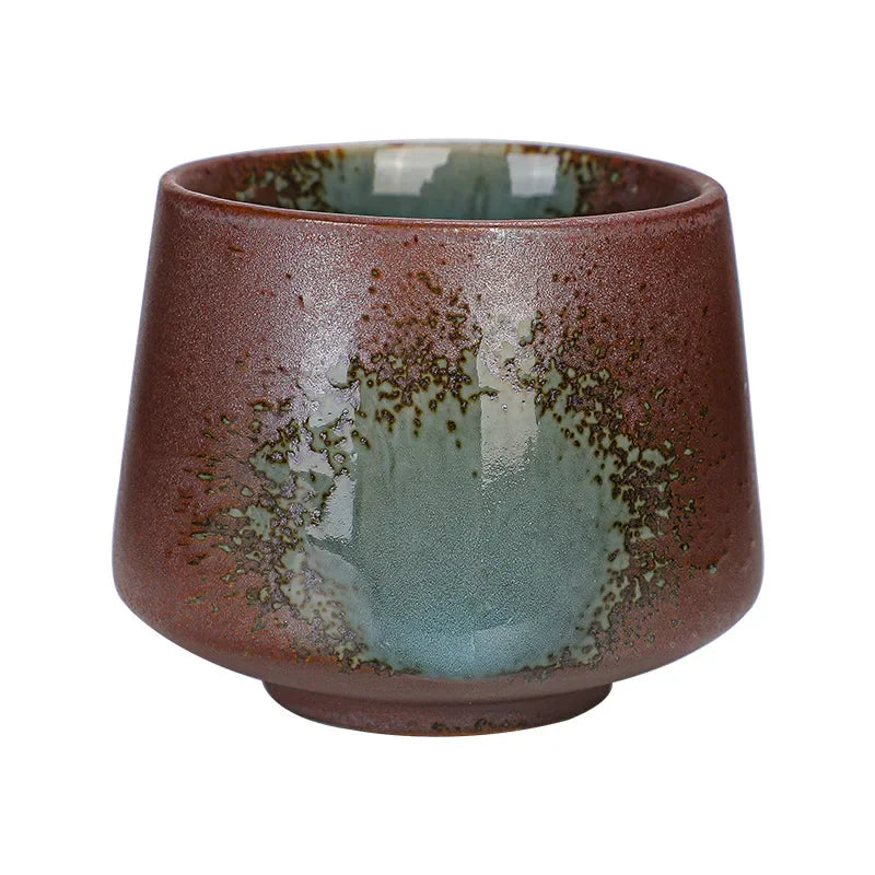 200ml Handmade Pottery Cup Retro Ceramic Coffee Cup with Flower Pattern