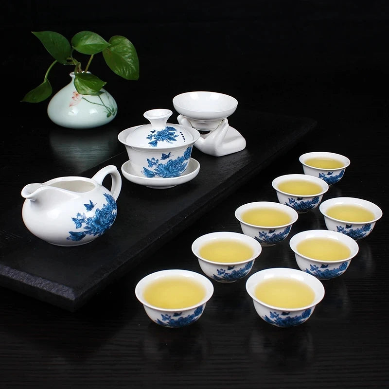 12 Pcs Travel Tea Sets Chinese Portable Ceramic Bone China teaset Gaiwan Teacup Porcelain Tea Cup The Kung Fu Teapot Set