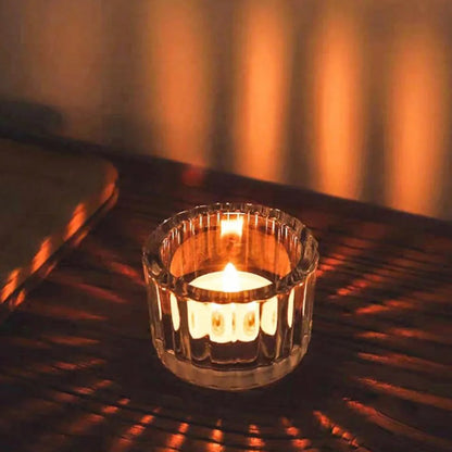 2Pcs Glass Tealight Candle Holder Small Clear Mini Candlestick Table Centerpiece Home Decorations For Wedding Festival Birthday