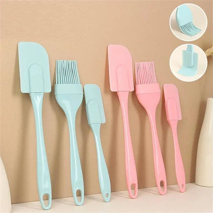 3Pcs Non-Stick Silicone Cream Scraper Bread Cake Butter Spatula Mixer Oil Brush With PP Handle Cake Spatula Kitchen Baking Tool