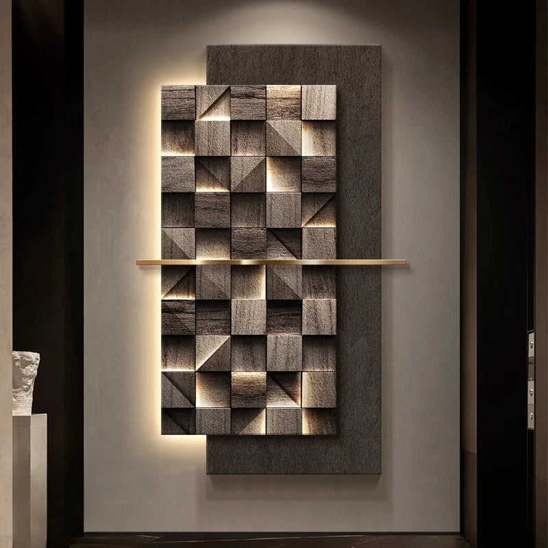 Modern Luxury Entrance Decoration Sandstone Painting lamp For Corridor Living Room Hotel Hallway Indoor Home Mural Light
