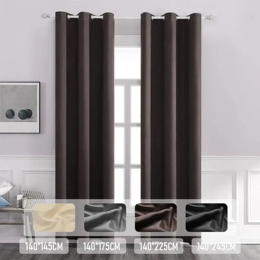 2pcs Blackout Curtain Room Darkening And Light Reducing Curtain Solid Color for Study Bedroom Kitchen Living Room Decor