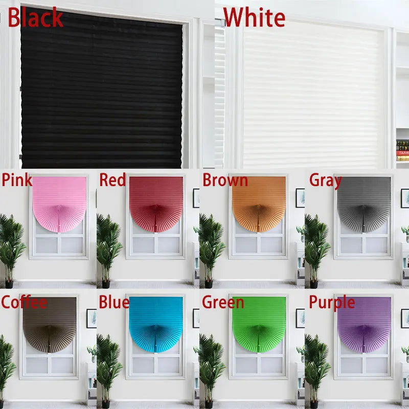 1Pc Self-adhesive Pleated Blinds Bathroom Balcony Shades Half Blackout Windows Curtains for Bedroom Living Room Balcony