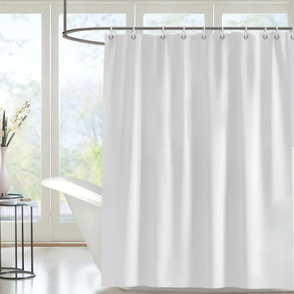 White Shower Curtains Solid Color Bathroom Curtain Polyester Fabric Washable Waterproof Partition Bath Curtain With Hooks