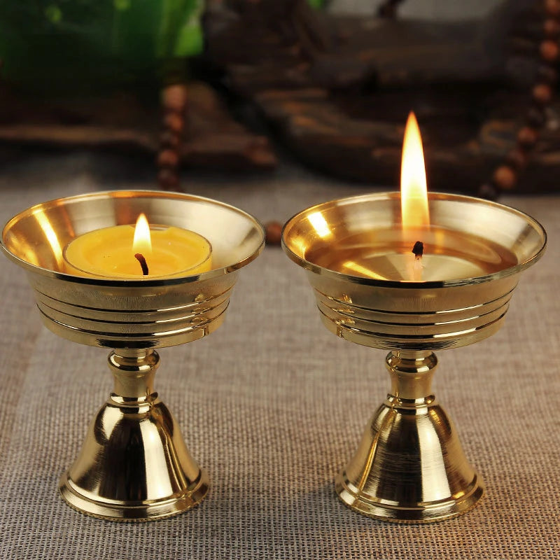 1PC Candle Holders Copper Butter Lamp Holder Long Lamp Candlestick Put Candle Copper Cup Home Decor