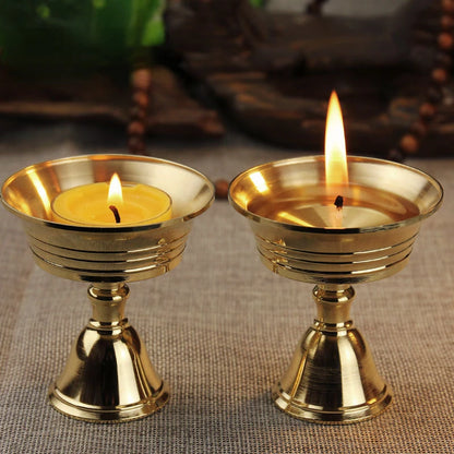 1PC Candle Holders Copper Butter Lamp Holder Long Lamp Candlestick Put Candle Copper Cup Home Decor