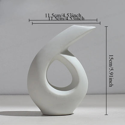 Nordic Creative White Vase Living Room Simple Ceramic Vase Decoration High End Art Glass Vase